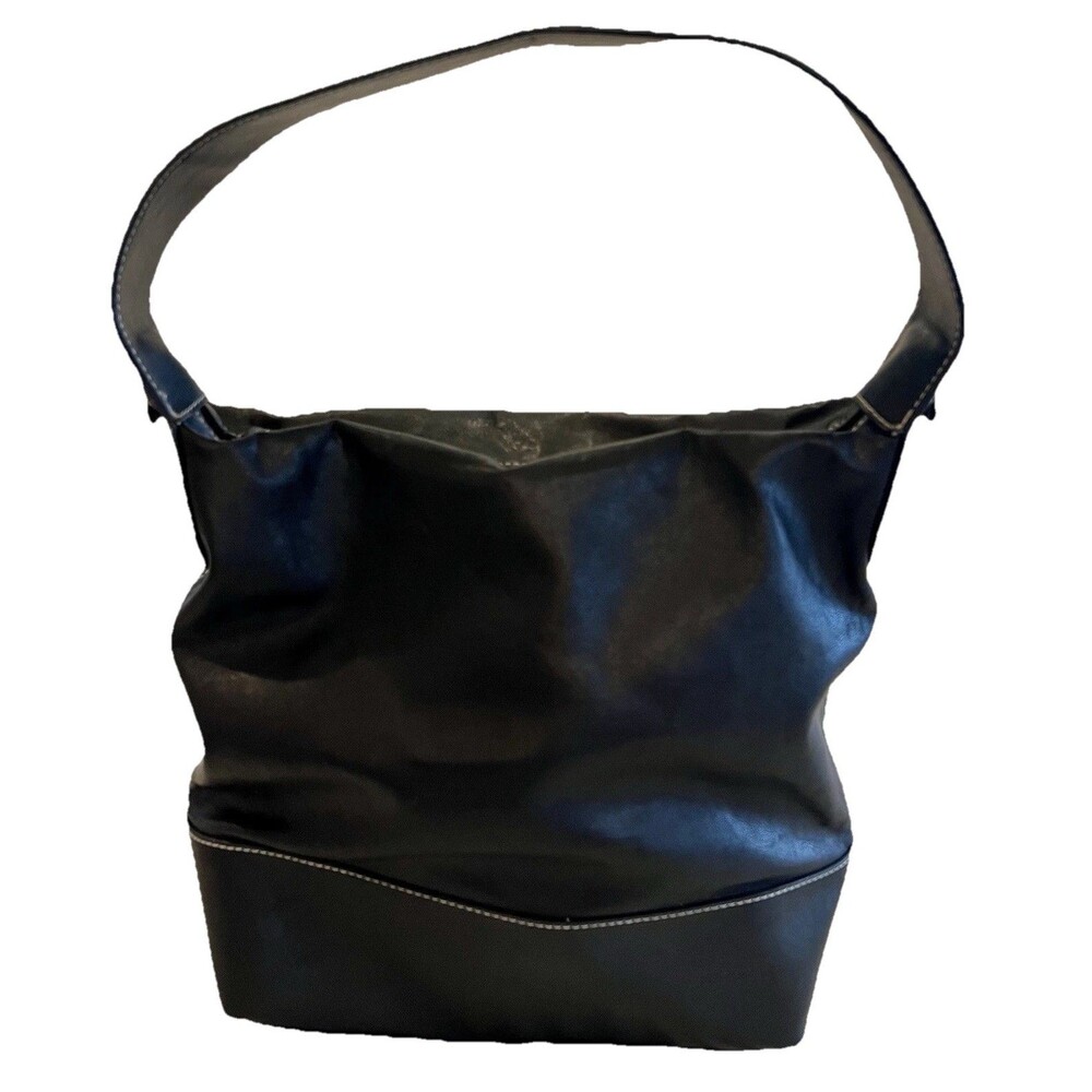 Nine West Black Faux Leather Shoulder Hobo Bag Y2K